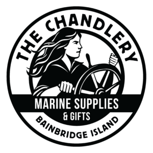 Circular logo featuring a side-profile figure with decorative elements; reads 'MARINE SUPPLIES' along the bottom arc.