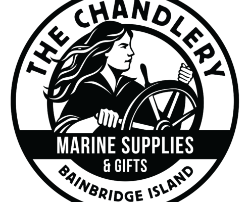 Circular logo featuring a side-profile figure with decorative elements; reads 'MARINE SUPPLIES' along the bottom arc.